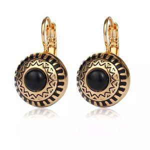 2 for $28 Golden Rhinestone Carved Ball Earrings
